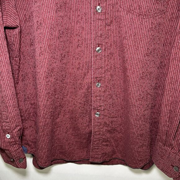 Tommy Bahama Jeans Button Up Shirt Men Size Large Red Striped Long Sleeve Pocket - Picture 3 of 11